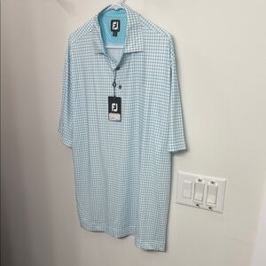 FootJoy Light Blue Checkered Polo Shirt